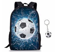 KDFSSIPE Borsa Scuola Calcio, Zaino Da Calcio Con Design Fuoco e Acqua, Borsa Da Calci-o Per Adolescenti e Bambini, Zaino Sportivo Impermeabile Per Allenamenti, Scuola, Viaggi (water)