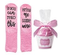 kdjsic Calze da Donna in Peluche Peluche Invernali da Donna Se riesci a Leggere Questo portami delle Calze Calde con Vino con Confezione Regalo per Cupcake