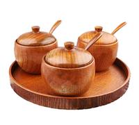 kdjsic Scatola per saliera in Legno Naturale Scatola per spezie Zuccheriera Scatola per Pepe Scatola per condimento per Sale Scatola con Coperchio e