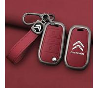 KDKDJ Auto Custodia Chiavi per Citroen C3 Aircross 2017-2021, Guscio Cover Chiave Telecomando Copri Chiavi con Portachiavi Coprichiave Protettiva in Pelle Custodie Chiavi Auto Accessori,B-2