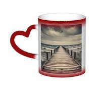 KDKJEDPEAF Coastal Pier Magic - Tazza da caffè in ceramica sensibile al calore, che cambia colore, 325 ml, rivela l'immagine a sorpresa, regalo per lei, per lui, familiari, amici (nero, rosso, blu)