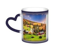 KDKJEDPEAF Country Farm Magic - Tazza da caffè in ceramica sensibile al calore, che cambia colore, 325 ml, rivela l'immagine a sorpresa, regalo per lei, per lui, familiari, amici (nero, rosso, blu)