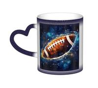 KDKJEDPEAF Galaxy Space Football - Tazza magica che cambia colore, 325 ml, tazza da caffè in ceramica sensibile al calore, rivela l'immagine a sorpresa, regalo per lei, per lui, familiari, amici (nero