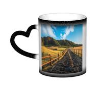 KDKJEDPEAF Jeju Island Korea - Tazza magica che cambia colore, 325 ml, in ceramica sensibile al calore, rivela l'immagine a sorpresa, regalo per lei, per lui, familiari, amici (nero, rosso, blu)