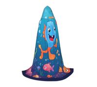 KDKJEDPEAF Mantello lungo con cappuccio per adolescenti Cartoon pesce di mare lunghezza del pavimento mantello con cappuccio costume cosplay di Halloween