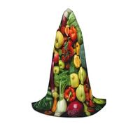 KDKJEDPEAF Mantello lungo con cappuccio per adolescenti frutta fresca e vegetabl lunghezza del pavimento mantello con cappuccio costume cosplay di Halloween
