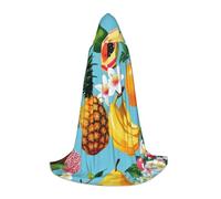KDKJEDPEAF Mantello lungo con cappuccio per adolescenti frutta tropicale e fiori lunghezza pavimento mantello con cappuccio costume cosplay Halloween