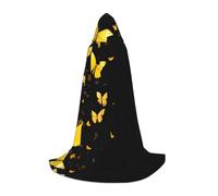 KDKJEDPEAF Mantello lungo con cappuccio per adolescenti oro bianco farfalle nero lunghezza pavimento mantello con cappuccio Halloween Cosplay Costume
