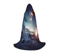 KDKJEDPEAF Mantello lungo con cappuccio per Teen Galaxy System Piano Lunghezza con cappuccio Mantello Halloween Cosplay Costume