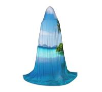 KDKJEDPEAF Mantello lungo con cappuccio per teenager bella isola nel mare lunghezza del pavimento mantello con cappuccio costume cosplay di Halloween