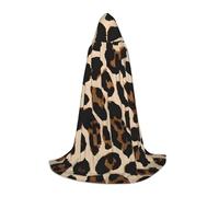 KDKJEDPEAF Mantello lungo con cappuccio per teenager marrone modello leopardo lunghezza pavimento mantello con cappuccio Halloween Cosplay Costume