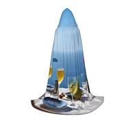 KDKJEDPEAF Mantello lungo con cappuccio per teenager scenario di un tavolo sopra il mare lunghezza del pavimento mantello con cappuccio costume cosplay di Halloween
