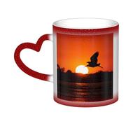 KDKJEDPEAF Sunset Bird Magic Tazza che cambia colore, 325 ml, tazza da caffè in ceramica sensibile al calore, rivela l'immagine a sorpresa, regalo per lei, per lui, familiari, amici (nero, rosso, blu)