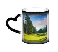 KDKJEDPEAF Tazza da caffè in ceramica sensibile al calore che cambia colore, 325 ml, con campo da golf, rivela l'immagine a sorpresa, regalo per lei, per lui, familiari, amici (nero, rosso, blu)