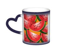 KDKJEDPEAF Tazza da caffè in ceramica sensibile al calore che cambia colore, 325 ml, con fetta di anguria, rivela l'immagine a sorpresa, regalo per lei, per lui, familiari, amici (nero, rosso, blu)
