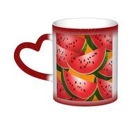 KDKJEDPEAF Tazza da caffè in ceramica sensibile al calore che cambia colore, 325 ml, con fetta di anguria, rivela l'immagine a sorpresa, regalo per lei, per lui, familiari, amici (nero, rosso, blu)