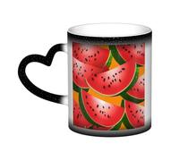 KDKJEDPEAF Tazza da caffè in ceramica sensibile al calore che cambia colore, 325 ml, con fetta di anguria, rivela l'immagine a sorpresa, regalo per lei, per lui, familiari, amici (nero, rosso, blu)