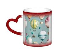 KDKJEDPEAF Tazza da caffè in ceramica sensibile al calore che cambia colore, 325 ml, con palloncino in stile cartone animato, rivela l'immagine a sorpresa, regalo per lei, per lui, familiari, amici
