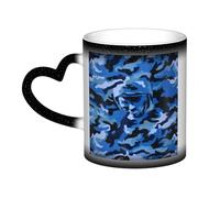 KDKJEDPEAF Tazza da caffè in ceramica sensibile al calore che cambia colore, 325 ml, motivo mimetico blu, rivela l'immagine a sorpresa, regalo per lei, per lui, familiari, amici (nero, rosso, blu)