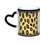 KDKJEDPEAF Tazza da caffè in ceramica sensibile al calore che cambia colore, con leopardo giallo, 325 ml, rivela l'immagine a sorpresa, regalo per lei, per lui, familiari, amici (nero, rosso, blu)