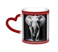 KDKJEDPEAF Tazza da caffè in ceramica sensibile al calore che cambia colore, con motivo elefante, 325 ml, rivela l'immagine a sorpresa, regalo per lei, per lui, familiari, amici (nero, rosso, blu)