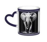 KDKJEDPEAF Tazza da caffè in ceramica sensibile al calore che cambia colore, con motivo elefante, 325 ml, rivela l'immagine a sorpresa, regalo per lei, per lui, familiari, amici (nero, rosso, blu)