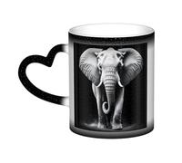 KDKJEDPEAF Tazza da caffè in ceramica sensibile al calore che cambia colore, con motivo elefante, 325 ml, rivela l'immagine a sorpresa, regalo per lei, per lui, familiari, amici (nero, rosso, blu)