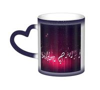 KDKJEDPEAF Tazza da caffè in ceramica sensibile al calore che cambia colore, con note musicali, 325 ml, rivela l'immagine a sorpresa, regalo per lei, per lui, familiari, amici (nero, rosso, blu)