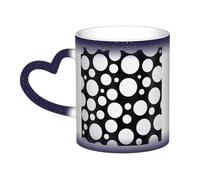 KDKJEDPEAF Tazza da caffè in ceramica sensibile al calore che rivela l'immagine a sorpresa, 325 ml, colore bianco e nero, a pois magici, regalo per lui, familiari, amici (nero, rosso, blu)