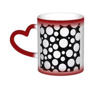 KDKJEDPEAF Tazza da caffè in ceramica sensibile al calore che rivela l'immagine a sorpresa, 325 ml, colore bianco e nero, a pois magici, regalo per lui, familiari, amici (nero, rosso, blu)