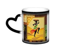 KDKJEDPEAF Tazza da caffè in ceramica sensibile al calore, con donna africana che cambia colore, 325 ml, rivela l'immagine a sorpresa, regalo per lei, per lui, familiari, amici (nero, rosso, blu)
