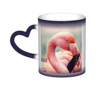 KDKJEDPEAF Tazza da caffè in ceramica sensibile al calore, con fenicottero rosa, che cambia colore, 325 ml, rivela l'immagine a sorpresa, regalo per lei, per lui, familiari, amici (nero, rosso, blu)
