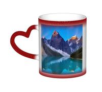 KDKJEDPEAF Tazza da caffè in ceramica sensibile al calore, con paesaggio delle montagne del lago, che cambia colore, 325 ml, regalo per lei, famiglia, amici (nero, rosso, blu)