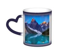 KDKJEDPEAF Tazza da caffè in ceramica sensibile al calore, con paesaggio delle montagne del lago, che cambia colore, 325 ml, regalo per lei, famiglia, amici (nero, rosso, blu)
