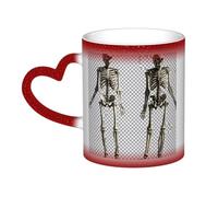 KDKJEDPEAF Tazza da caffè in ceramica sensibile al calore, con scheletro umano, che cambia colore, 325 ml, rivela l'immagine a sorpresa, regalo per lei, per lui, familiari, amici (nero, rosso, blu)
