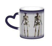 KDKJEDPEAF Tazza da caffè in ceramica sensibile al calore, con scheletro umano, che cambia colore, 325 ml, rivela l'immagine a sorpresa, regalo per lei, per lui, familiari, amici (nero, rosso, blu)