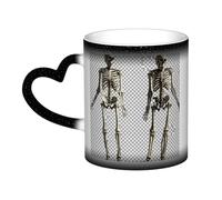 KDKJEDPEAF Tazza da caffè in ceramica sensibile al calore, con scheletro umano, che cambia colore, 325 ml, rivela l'immagine a sorpresa, regalo per lei, per lui, familiari, amici (nero, rosso, blu)