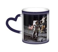 KDKJEDPEAF Tazza magica che cambia colore con astronauta sulla luna, 325 ml, tazza da caffè in ceramica sensibile al calore, rivela l'immagine a sorpresa, regalo per lei, per lui, familiari, amici