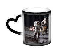 KDKJEDPEAF Tazza magica che cambia colore con astronauta sulla luna, 325 ml, tazza da caffè in ceramica sensibile al calore, rivela l'immagine a sorpresa, regalo per lei, per lui, familiari, amici