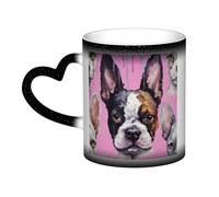 KDKJEDPEAF Tazza magica che cambia colore con cane animale, 325 ml, tazza da caffè in ceramica sensibile al calore, rivela l'immagine a sorpresa, regalo per lei, per lui, familiari, amici (nero, rosso