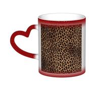 KDKJEDPEAF Tazza magica che cambia colore con stampa leopardata, 325 ml, tazza da caffè in ceramica sensibile al calore, rivela l'immagine a sorpresa, regalo per lei, per lui, familiari, amici (nero