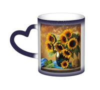 KDKJEDPEAF Vase Sunflower Magic Tazza che cambia colore, 325 ml, tazza da caffè in ceramica sensibile al calore, rivela l'immagine a sorpresa, regalo per lei, per lui, familiari, amici (nero, rosso