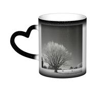 KDKJEDPEAF Willow Tree - Tazza magica che cambia colore, 325 ml, tazza da caffè in ceramica sensibile al calore, rivela l'immagine a sorpresa, regalo per lei, per lui, familiari, amici (nero, rosso