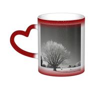 KDKJEDPEAF Willow Tree - Tazza magica che cambia colore, 325 ml, tazza da caffè in ceramica sensibile al calore, rivela l'immagine a sorpresa, regalo per lei, per lui, familiari, amici (nero, rosso