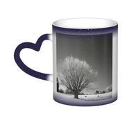 KDKJEDPEAF Willow Tree - Tazza magica che cambia colore, 325 ml, tazza da caffè in ceramica sensibile al calore, rivela l'immagine a sorpresa, regalo per lei, per lui, familiari, amici (nero, rosso