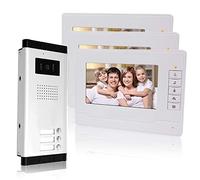 KDL Cablata Sistema di citofoni videocitofoni 7 pollici 3 monitor con 1 telecamera esterna con tre pulsanti di chiamata Visione notturna IR Audio bidirezionale per appartamenti multipli/Famiglie