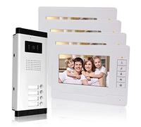 KDL Cablata Sistema di citofoni videocitofoni 7 pollici 4 monitor con 1 telecamera esterna con quattro pulsanti di chiamata Visione notturna IR Audio bidirezionale per appartamenti multipli/Famiglie
