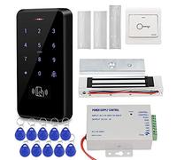 KDL Sistema di controllo accessi IP68 Controller tastiera RFID impermeabile, alimentatore DC12V, serratura magnetica elettrica 180kg / 350lbs con staffa Z&L, pulsante di uscit, Portachiavi RFID 125KHz