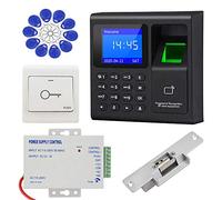 KDL Tastiera con impronta digitale sistema di controllo accessi RFID biometrica, alimentatore DC12V / 3A, serratura elettrica tipo NO con interruttore per porta, portachiavi 125KHz