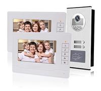 KDL Video Intercom Citofono videocitofonico RFID 7 pollici Video citofono System 2 monitor con 1 telecamera IR Visione notturna, due pulsanti di chiamata per Multi Apartments/Famiglie